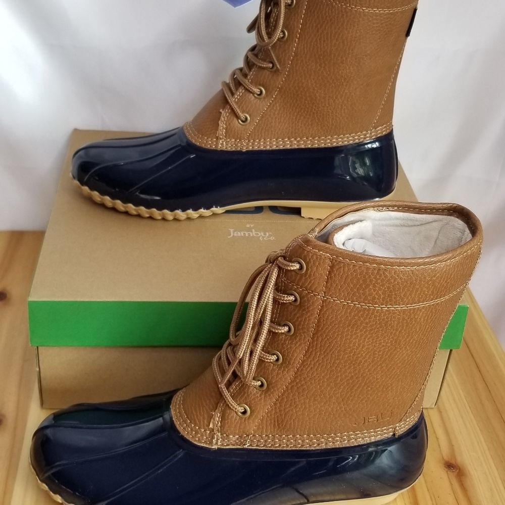 JBU Maplewood Waterproof Navy Tan Boots Sz 8.5  Womens New